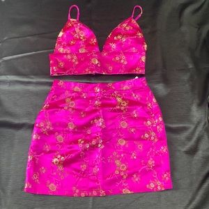Solaris Style Fuchsia Oriental Print Two Piece Set